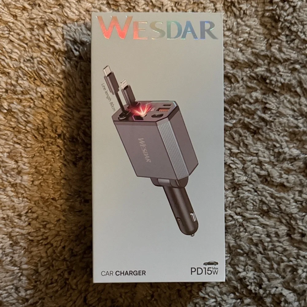 Gray Car Charger with Dual USB Ports